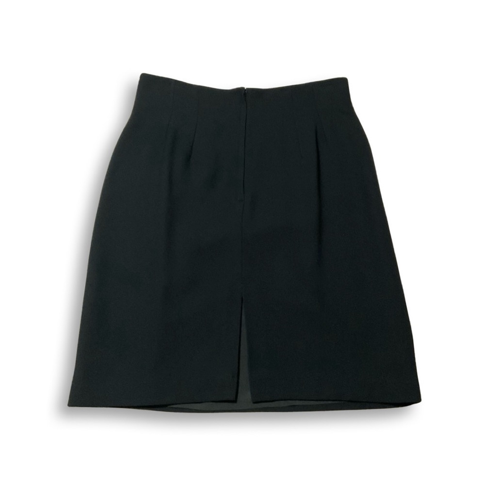 VTG 80s Kenar A-line Knee Length Black Skirt Womens 32” Waist Back Slit Lined